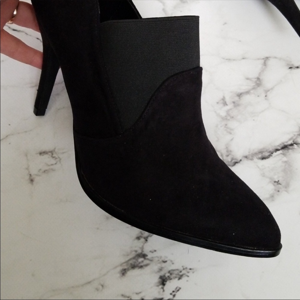 Black Faux Suede Ankle Booties